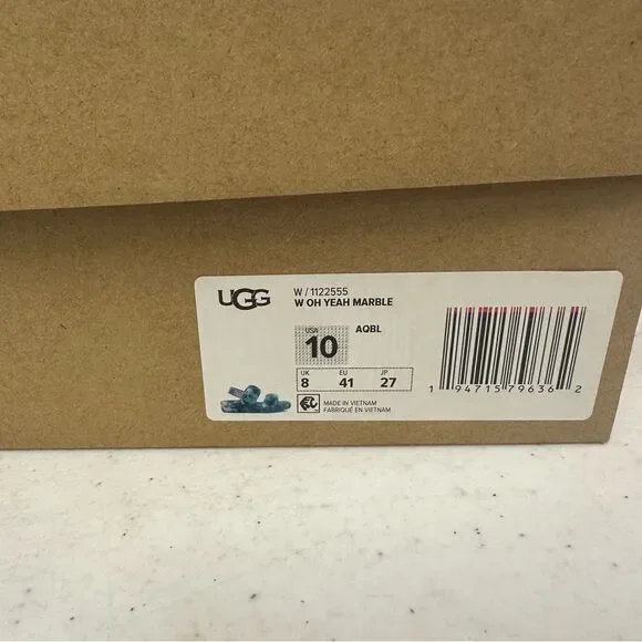 New Ugg Oh Yeah Marble Slide Slipper Sandals Aquatic Blue - Picture 6 of 6